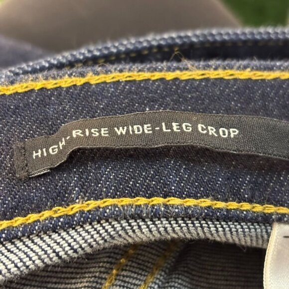 Banana Republic Premium Denim High-Rise Wide-Leg Crop Jeans 28 Dark Wash - Picture 4 of 11
